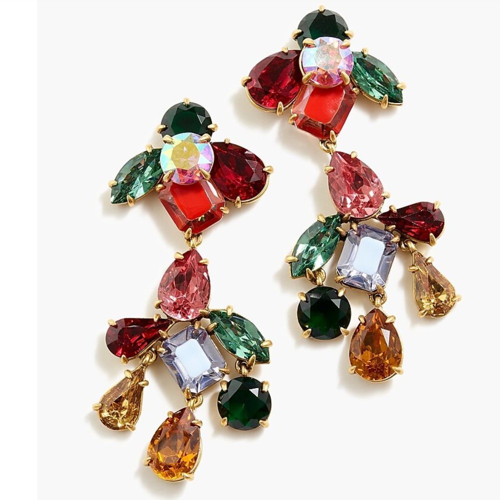 J. Crew Crystal Cluster Chandelier Earrings